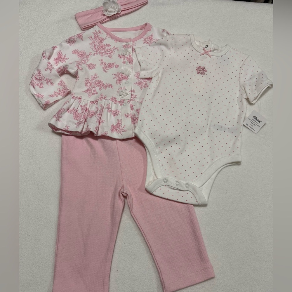 Little Me Infant Girl 9M 4 Pc Pink Floral Baby Set - NWT
